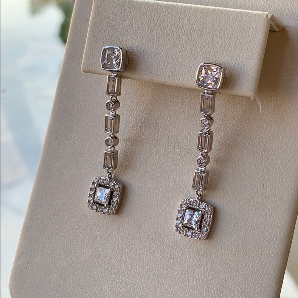 Dangle Sterling Silver Earrings Cubic Zirconia